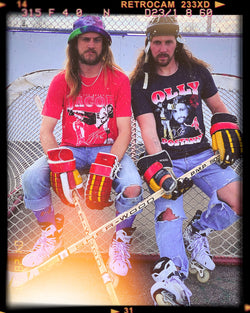 olly and jacob on the bench rock retro tees